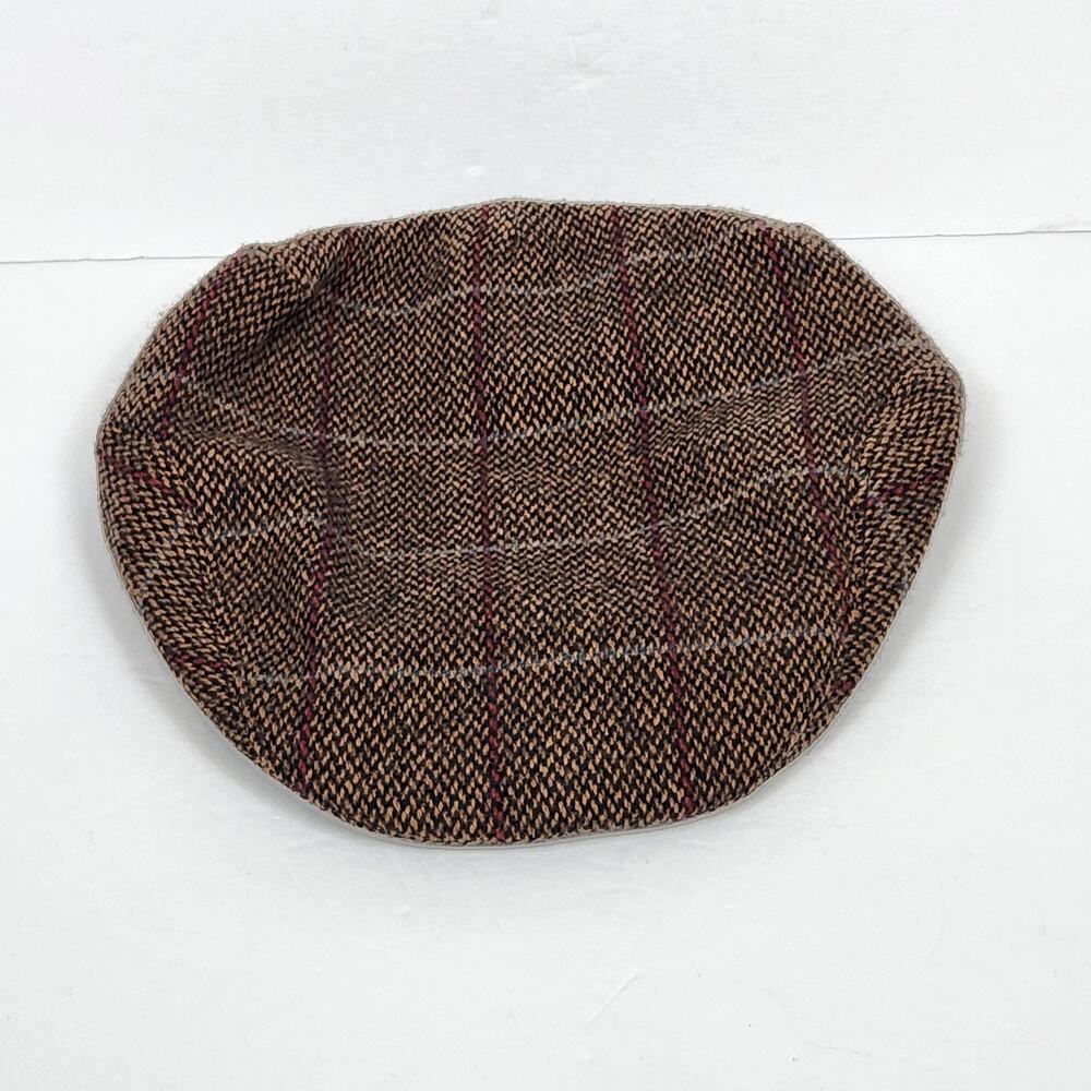 Schuman Sullivan Of New Haven Hat Cap Flat Cap Mens Medium Brown Plaid Wool